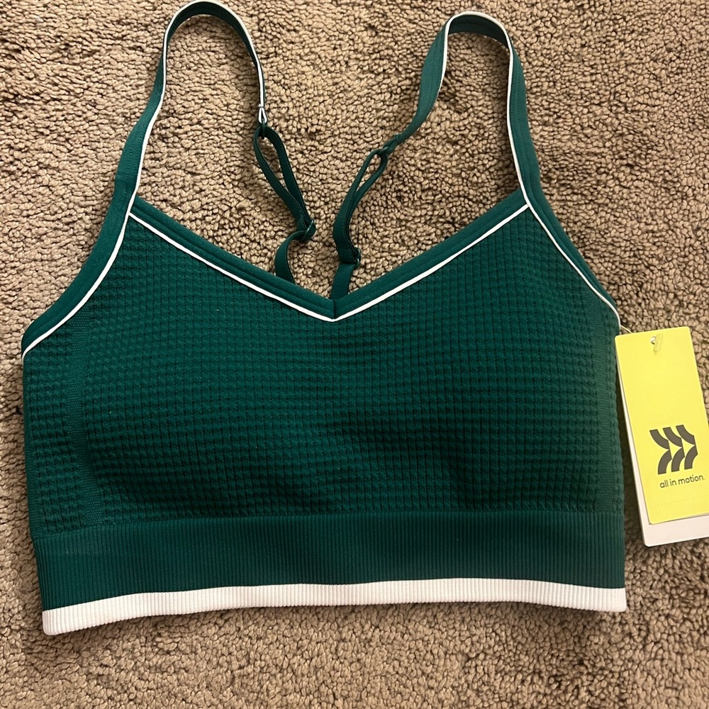 Teal Sports Bra with White Trim